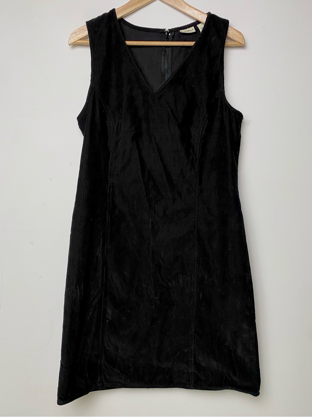 Eddie Bauer Black Corduroy V-Neck Dress